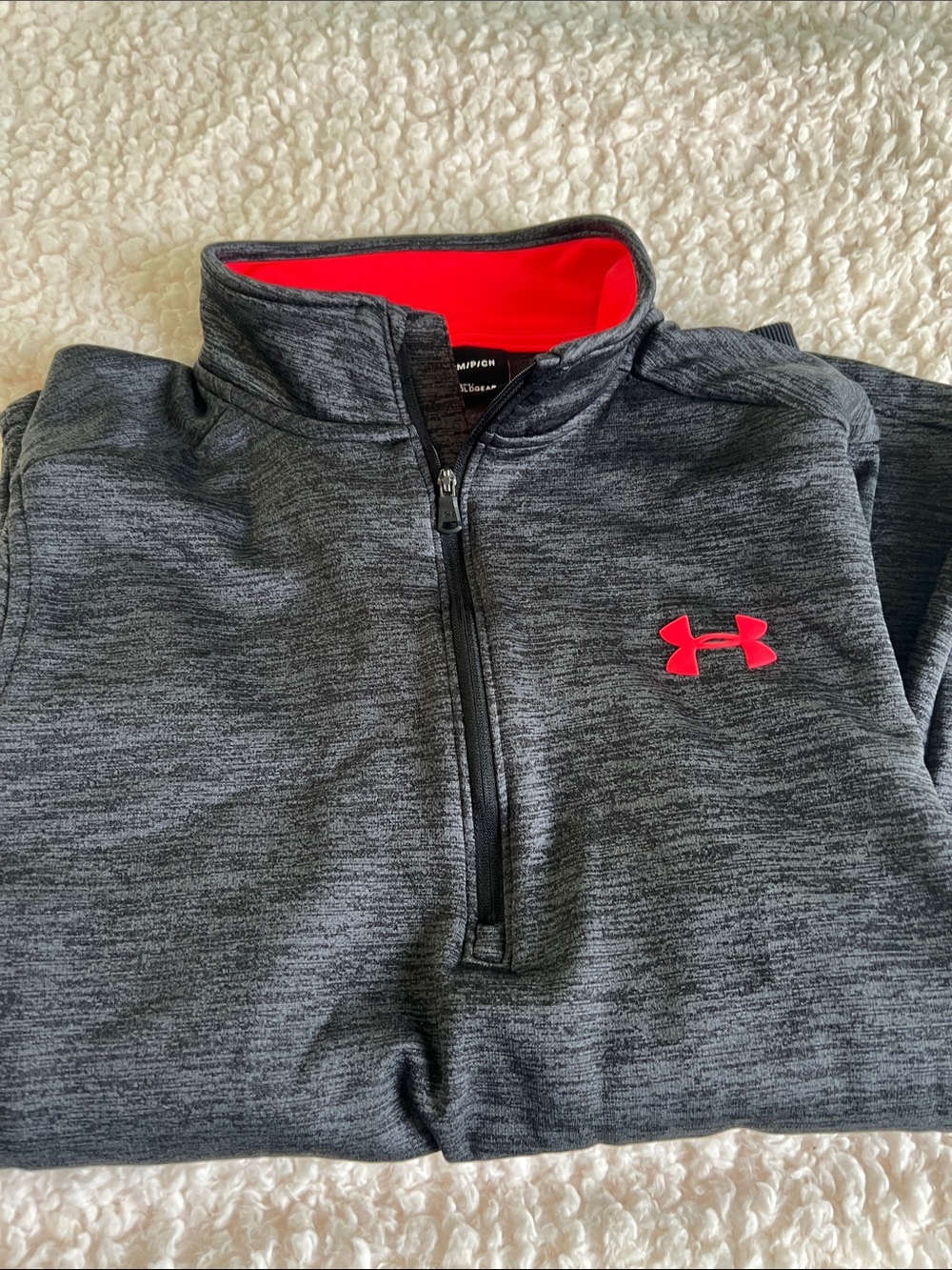 Under Armour Heather Charcoal Pullover with Red Logo